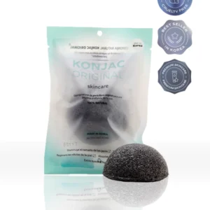 KONJAC Esponja Facial con Cenizas Activas de Bambú Natural -ACNE